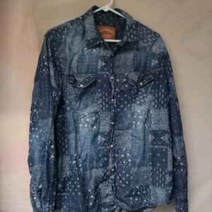 Red Camel Men's Navy Bandana Print Shirt